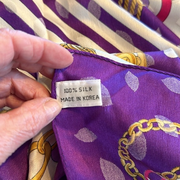 Pap’ell 100% Silk Scarf Square Lovely Colors Classic Design - Picture 6 of 6